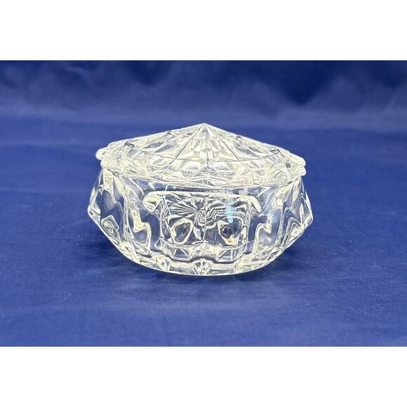 Vintage Depression Glass Windsor Diamond Powder Jar Trinket Dish Lid Vanity - Picture 3 of 6